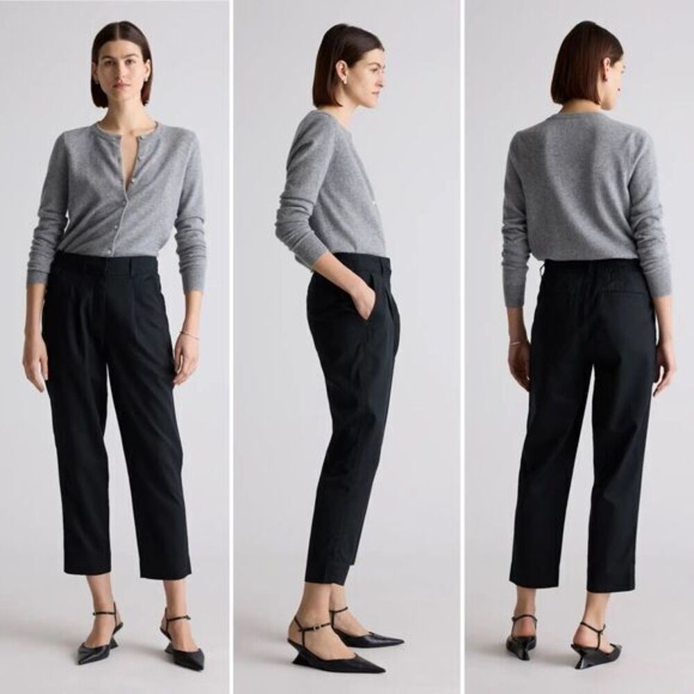 Quince Drapey Twill Tapered Trouser in True Black Size 4 NWOT